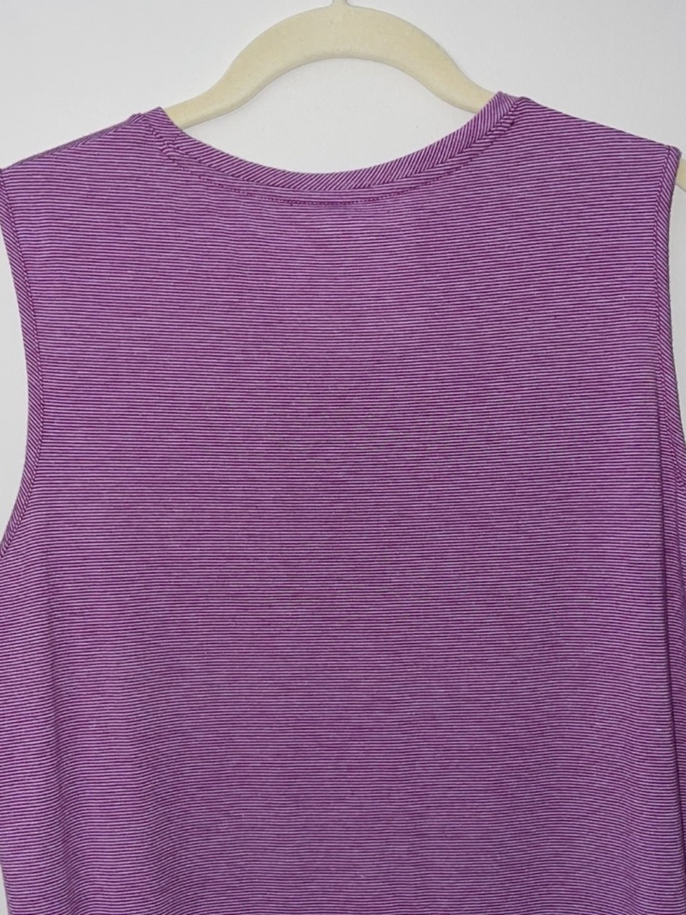 Land's End Medium Petite 100% Swing Tunic Tank Top Purple Stripe - Picture 8 of 9